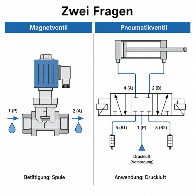 Magnetventil oder Pneumatikventil: wo liegt der Unterschied?
